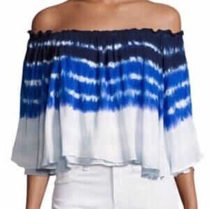 Young Fabulous & Broke Blue Ruffled Top Cruise Resort Wear Size Extra Small